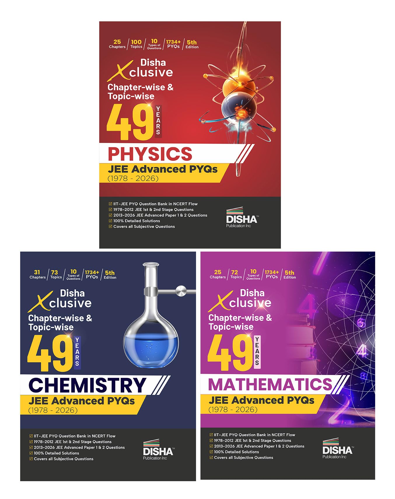 Disha Xclusive Chapter-wise & Topic-wise 49 Year PHYSICS, CHEMISTRY & MATHEMATICS JEE Advanced PYQs (1978 - 2026) 5th Edn | Previous Year Question Bank | JEE Advanced PYQ Book for JEE 2027
