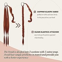 Vista 97 de BARSDAR Extensión de Cola de Caballo Trenzada de 30 Pulgadas de Largo - Extensiones de Cabello de Cola de Caballo Trenzada Rubia Recta Envolvente