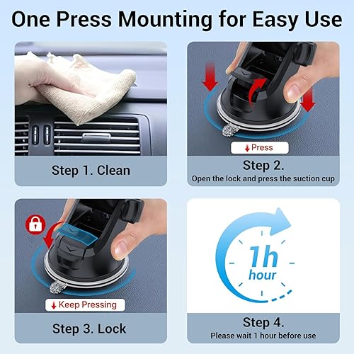 Miniatura 7 de Soporte de teléfono de automóvil con ventosa de abrazadera mejorada, soporte para teléfono para parabrisastablero de instrumentos con gel adhesivo