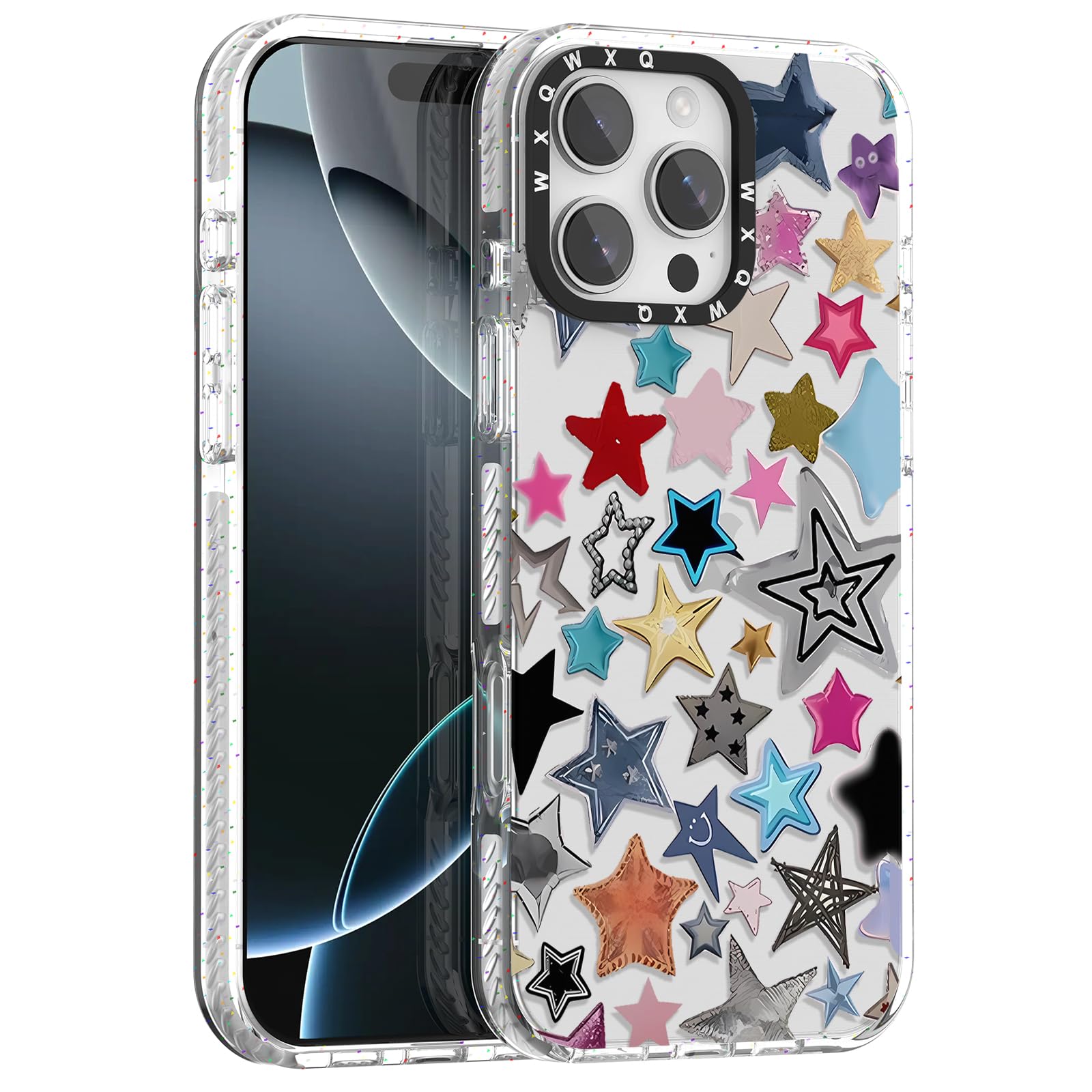 WXQWXQ for iPhone 16 pro max case TPU+PC Premium Painted Anti-Drop Phone Case Superior Shock Absorption Military-Grade Drop Protection Multicolor Star