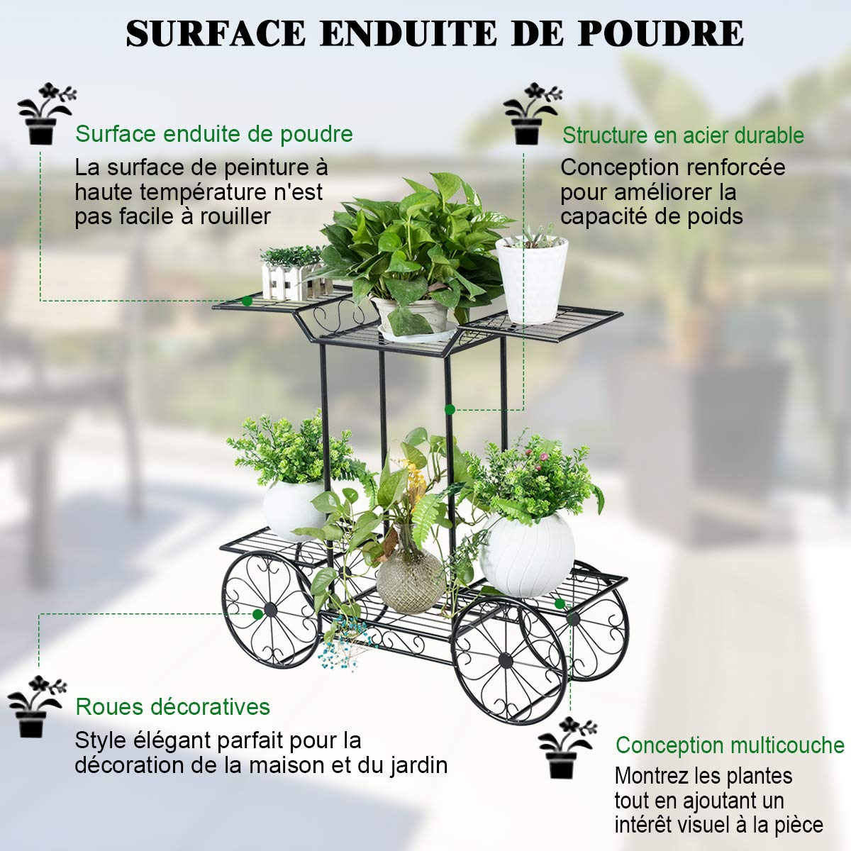COSTWAY Support Métallique pour Jardin à 6 Étages