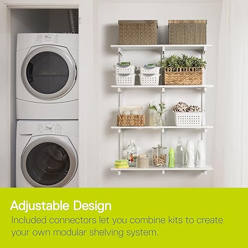 Miniatura 4 de Delta Cycle & Home Estantes de pared flotantes de 2 niveles con soportes de metal, color blanco, 0.5 x 24 pulgadas, estantes de pared de alta