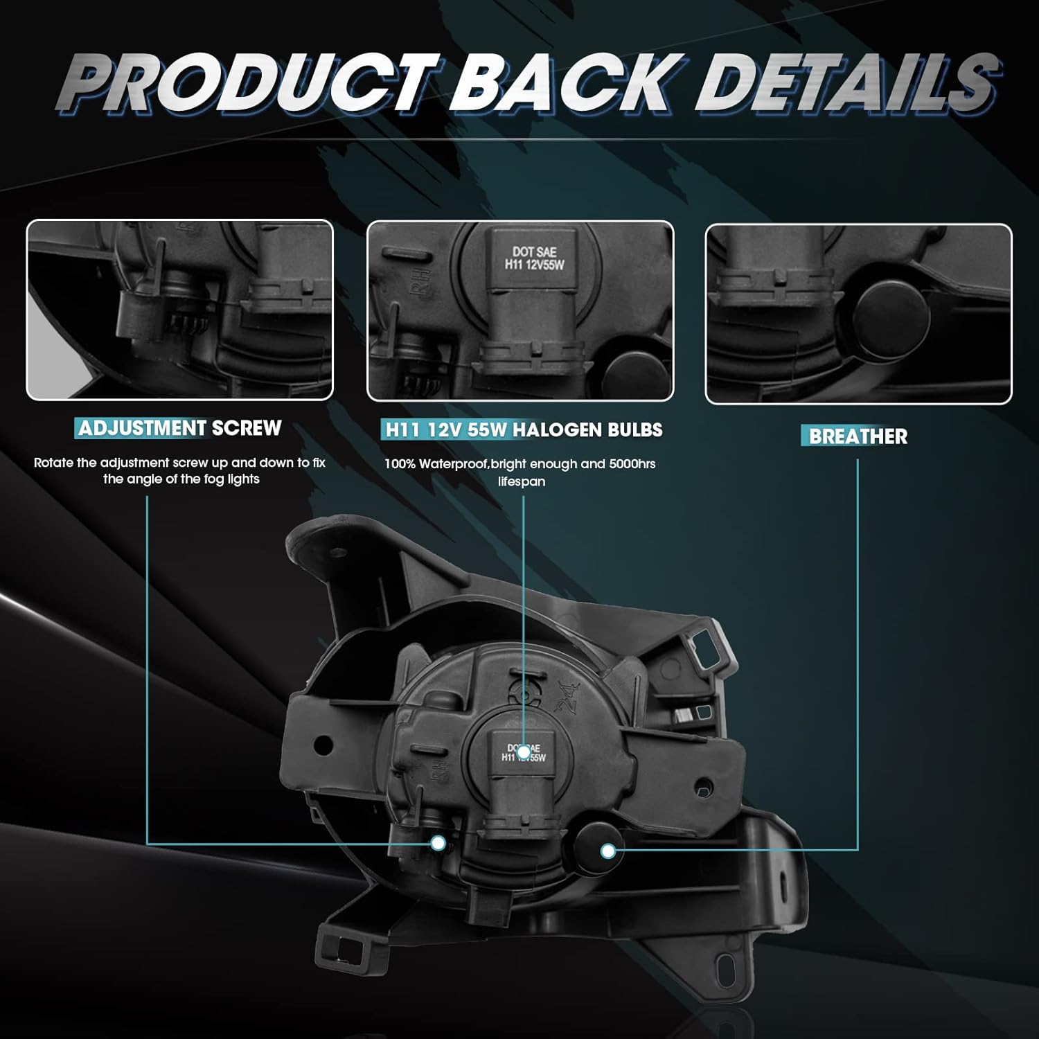 Driving Fog Lights Lamps Assembly Kit for 2013-2016 Nissan Pathfinder Fog Light Replacement with H11 Halogen Bulbs Switch and Wiring Kit