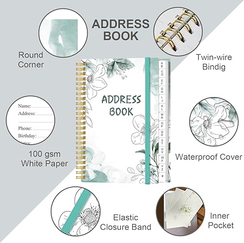 Miniatura 2 de Libreta de direcciones con pestañas alfabéticas, teléfono y libreta de direcciones con contactos de direcciones, fecha especial, teléfono,