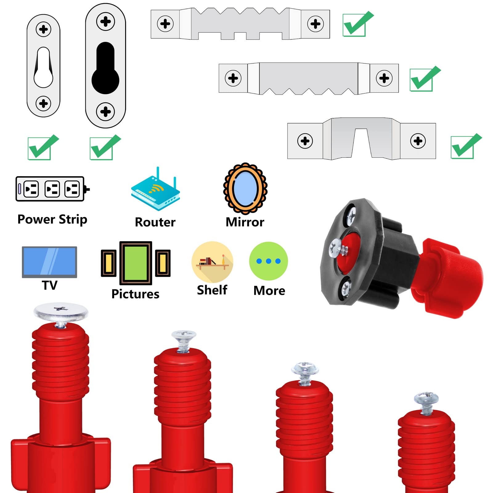 Schlüssellochmarker Set – 2 Stück, Mit Mini-Wasserwaage, Für Bildermontage, Rot