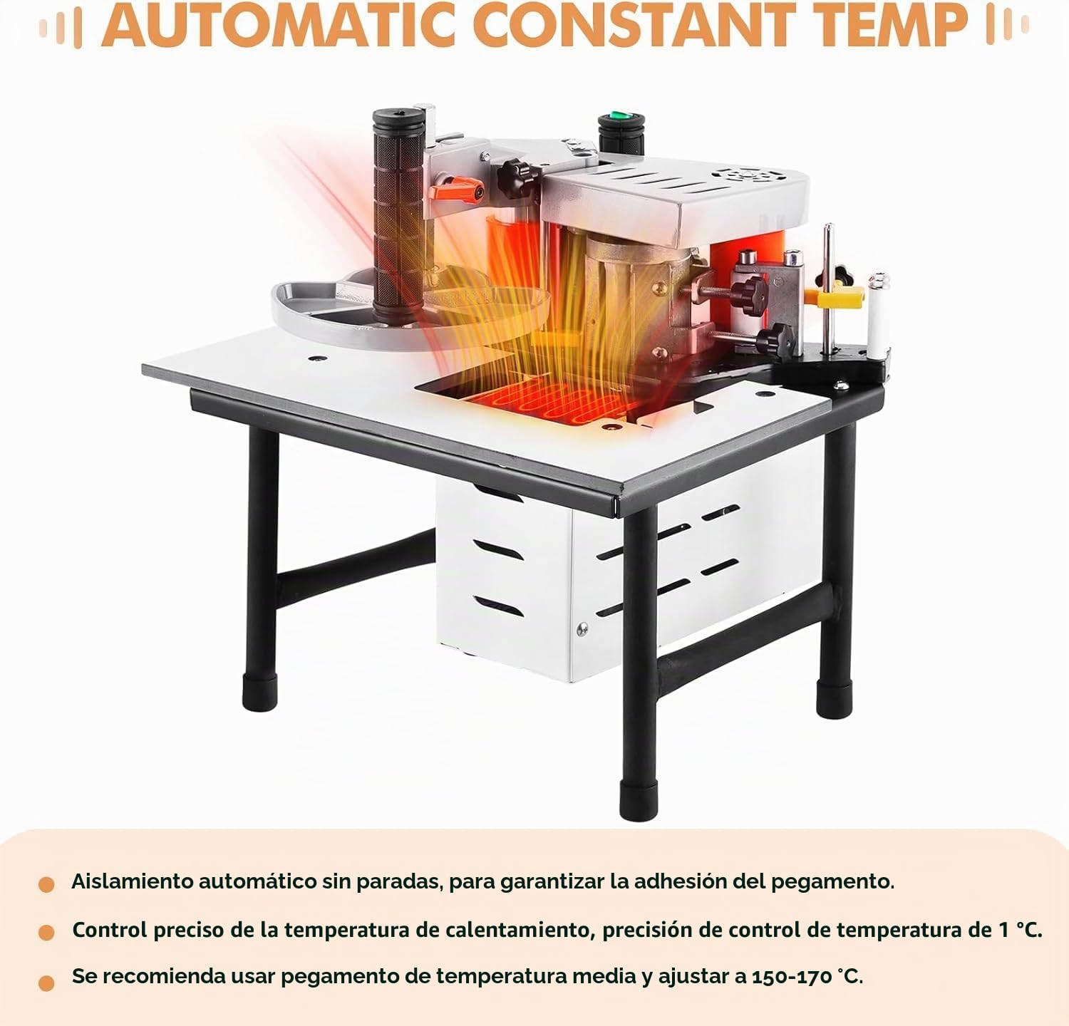 YUCHENGTECH Encoladora de Cantos Portátil Encoladora de Cantos para Madera con Control de Velocidad 2-6m/min Encolado de doble cara Ancho 10-60mm Espesor 0.3-3mm para Madera Contrachapada/PVC/ABS