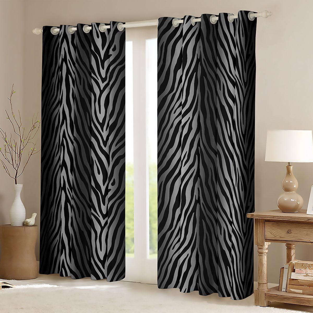 Loussiesd Black Zebra - Trattamenti per finestre, 2 pannelli, 166 x 182 cm