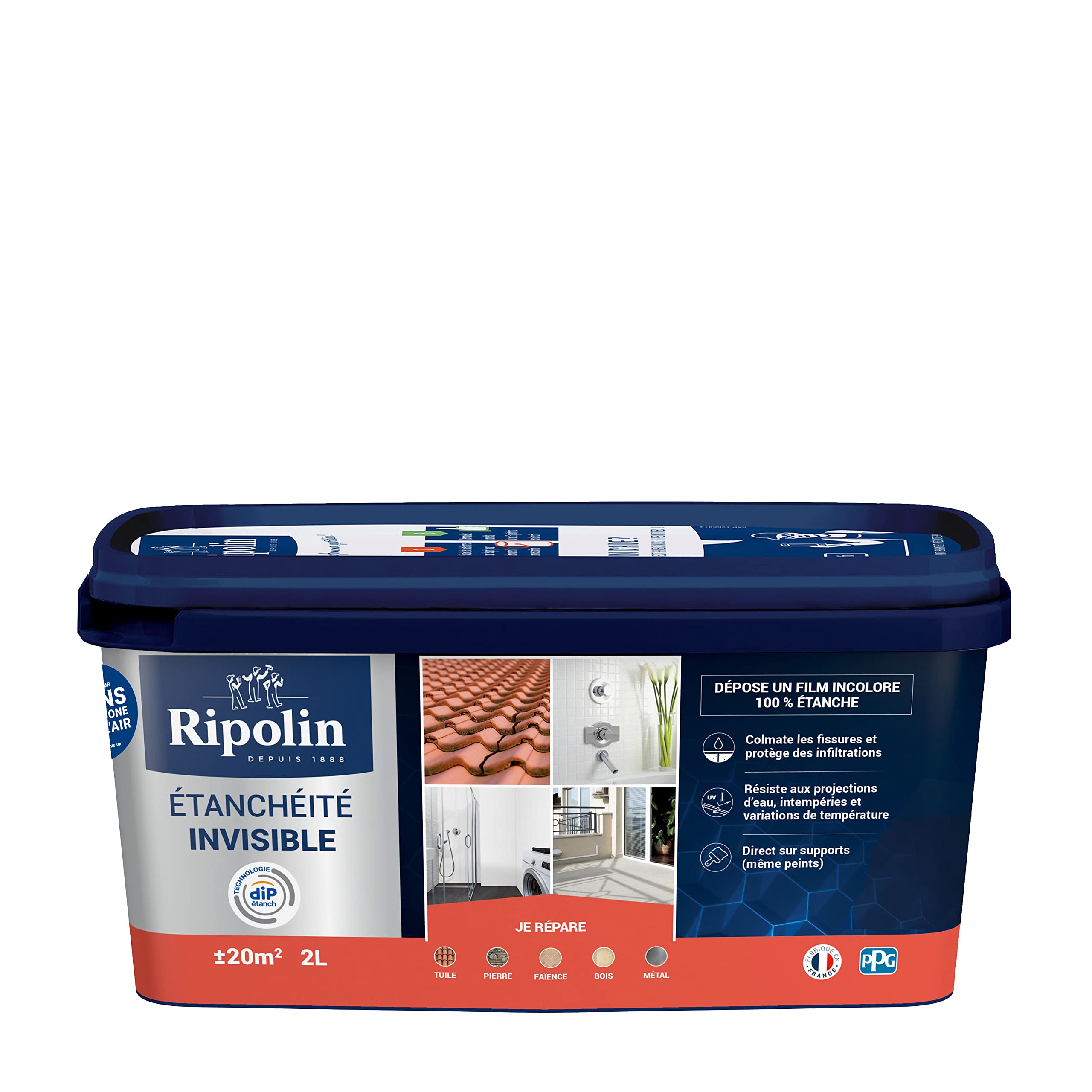 RIPOLIN - Revêtement Anti-​Infiltration Multi-​Supports - Invisible - Intérieur/​Extérieur - 2 Litres