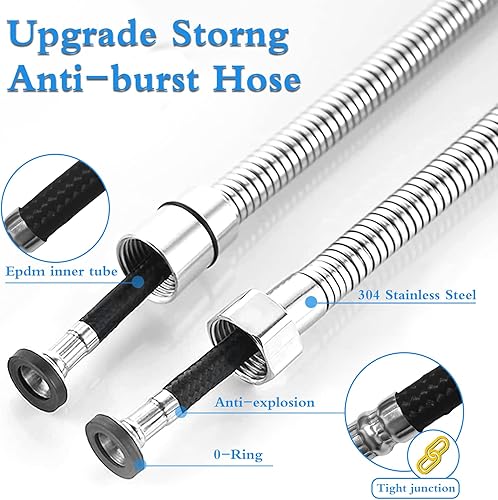 Miniatura 4 de Ikaufen Pulverizador de bidé de mano para inodoro, control de presión de agua ajustable, accesorio de manguera de bidé para baño, rociador de ducha,