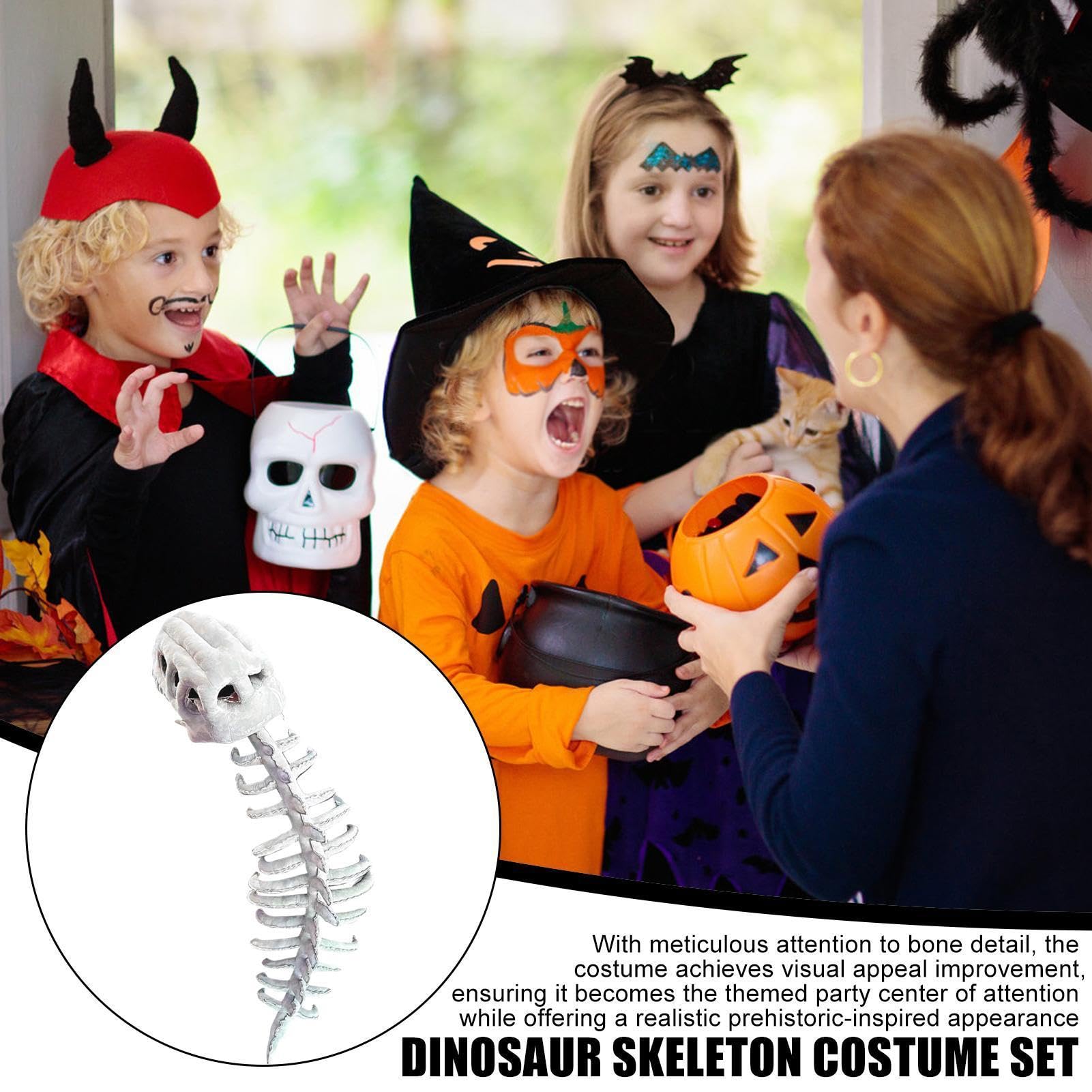 Generico Set Costume Scheletro Dinosauro Abito per Cosplay e di Ruolo | Accessorio Costume Scheletro Dinosauro Halloween con Effetto Sonoro Feste Halloween Spettacoli Teatrali a Tema Party