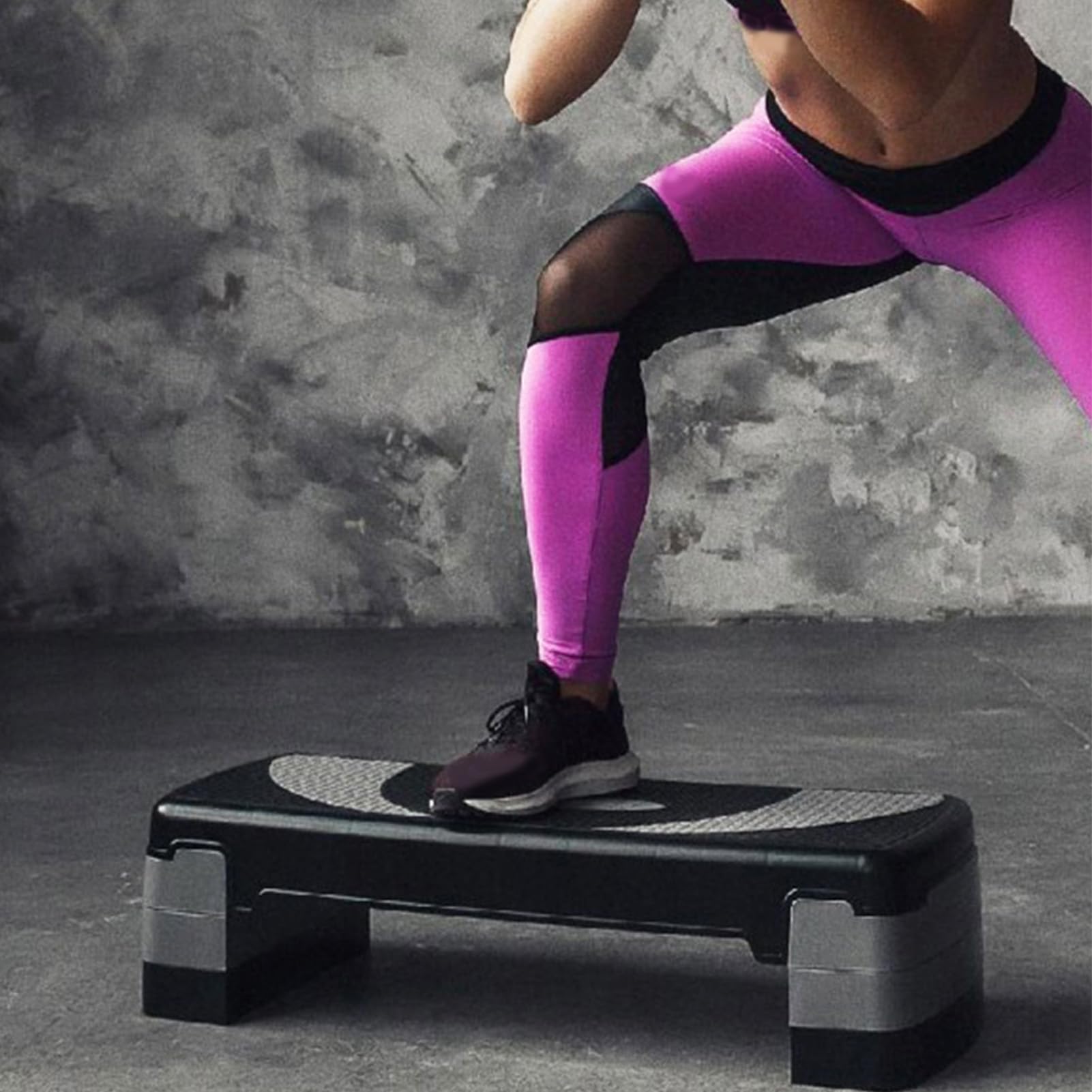 Brrnoo Platforma do ćwiczeń Fitness 78 Cm Antypoślizgowy Stepper do ćwiczeń | Regulowane 3-stopniowe Przełożenia, Solidna Konstrukcja z Siatki ABS, Domowy Trening w Siłowni, kompatybilność z jogą