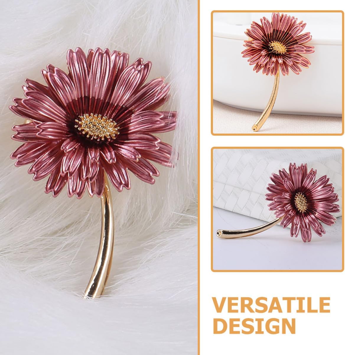 Pink Alloy Daisy Flower Brooch Pin Clip for Cardigan Collar image 5