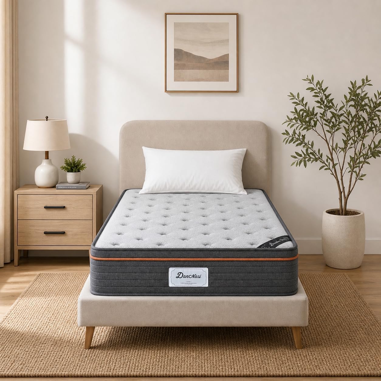 10 Inch Twin Size Hybrid Mattress, Medium Firm Individually Wrapped Pocket Spring, Quiet Motion Isolation, Reinforced Edge Support, CertiPUR-US Breathable Mattress for Home Bedroom Guest Room