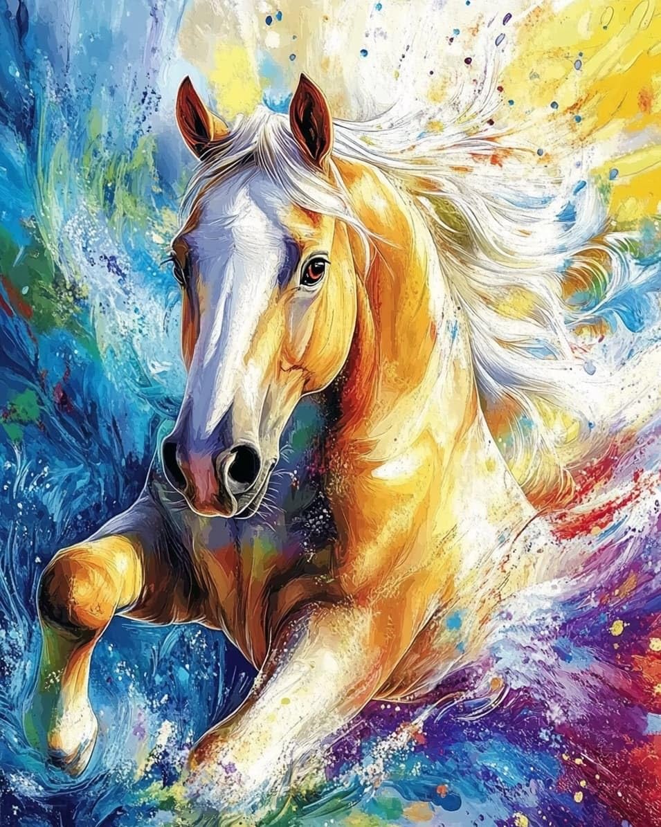 WallustrioaW Cross Stitch Kits,Galloping Horse,11CT Cross Stitch for Adults,Stamped Cross Stitch Kits Beginner Embroidery for Adults,40x50cm
