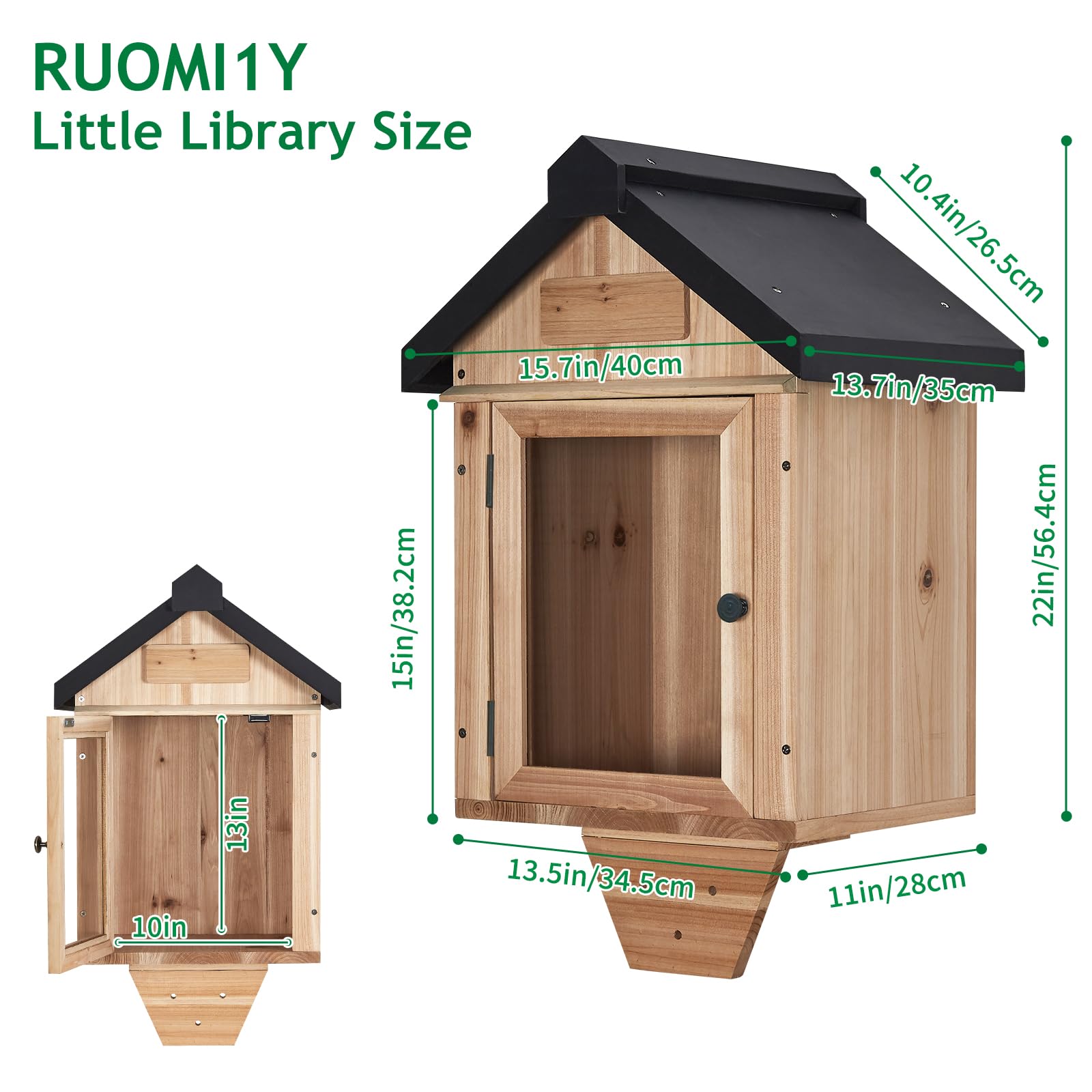 Ruomi1y Little Library Box Outdoor,Free Library Box Little Outdoor