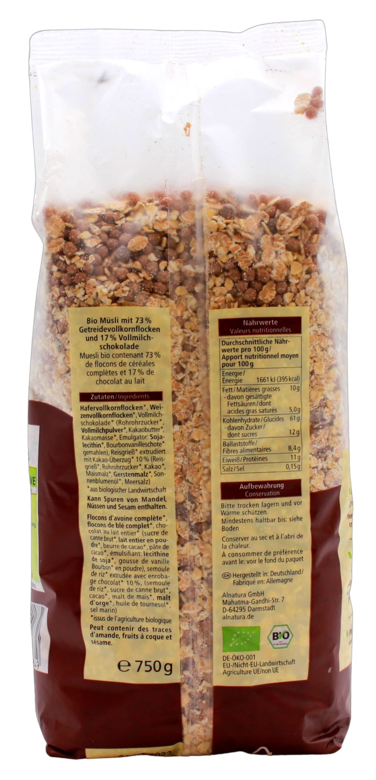 Alnatura Bio Schoko Müsli mit Vollmilchschokolade, 8er Pack (8 x 750g)
