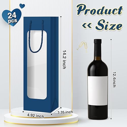 Miniatura 37 de Tioncy 24 bolsas de regalo de botella de vino individual de Navidad, bolsas de champán para bodas a granel con ventana transparente, cajas Negro