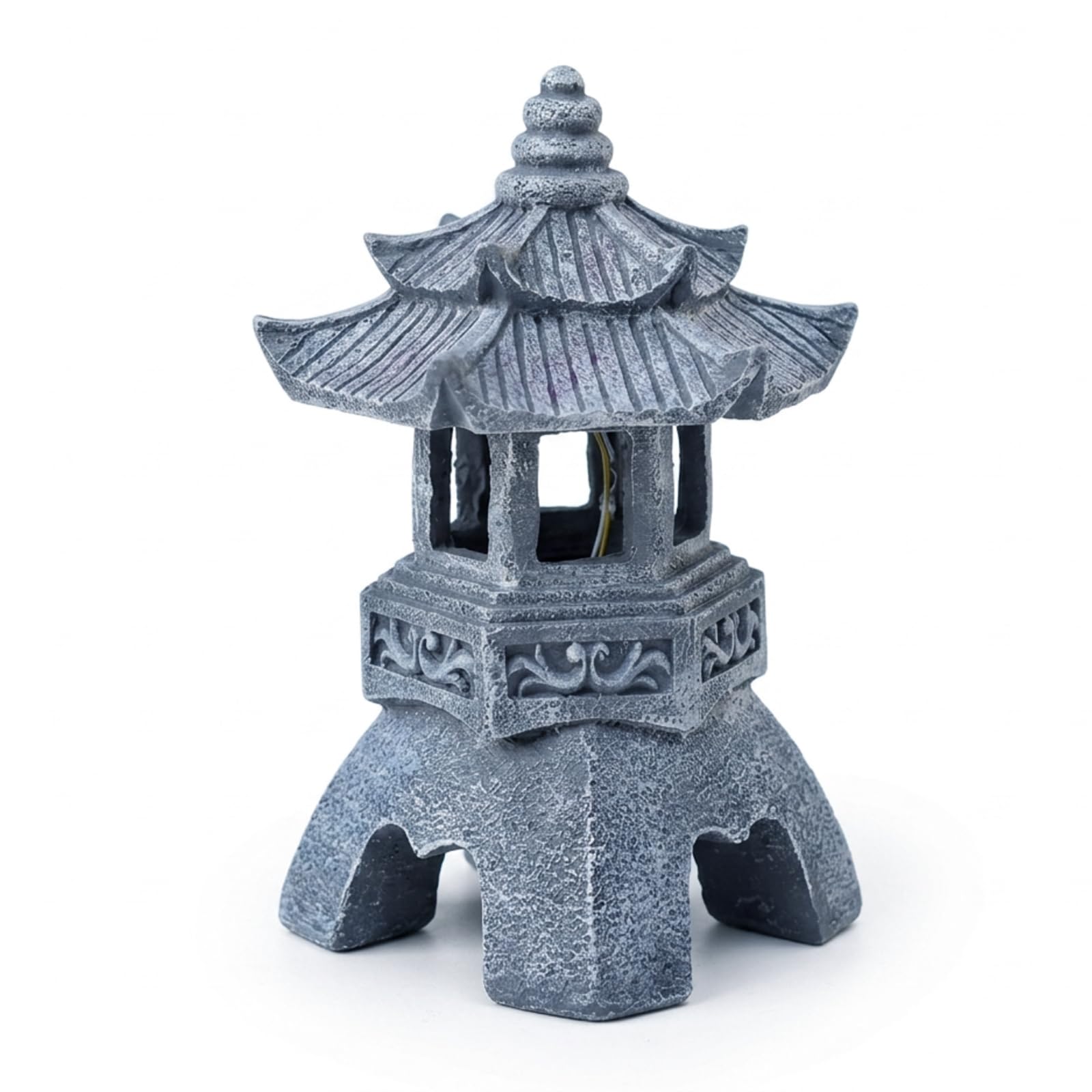 Decorazione da giardino giapponese, lanterna solare in pietra, pagoda, altezza 26 cm, statua zen da giardino per esterni, lampada in resina resistente alle intemperie, decorazione per laghetto, statue