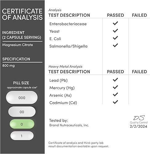 Miniatura 6 de Citrato de magnesio de 800 mg, 180 cápsulas, soporte para la digestión y el estreñimiento, vegano seguro, sin OMG, Double Wood Supplements (paquete
