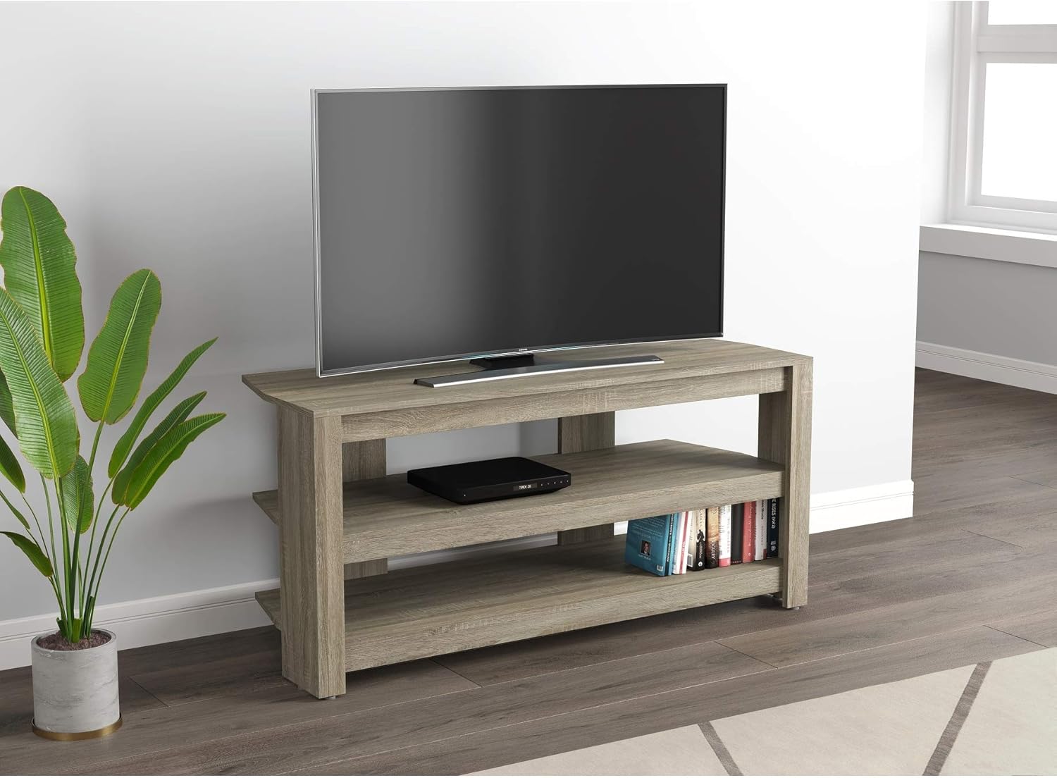 Tv Stand 42l Dark Taupe 2 Open Concept Shelves 42 Inch