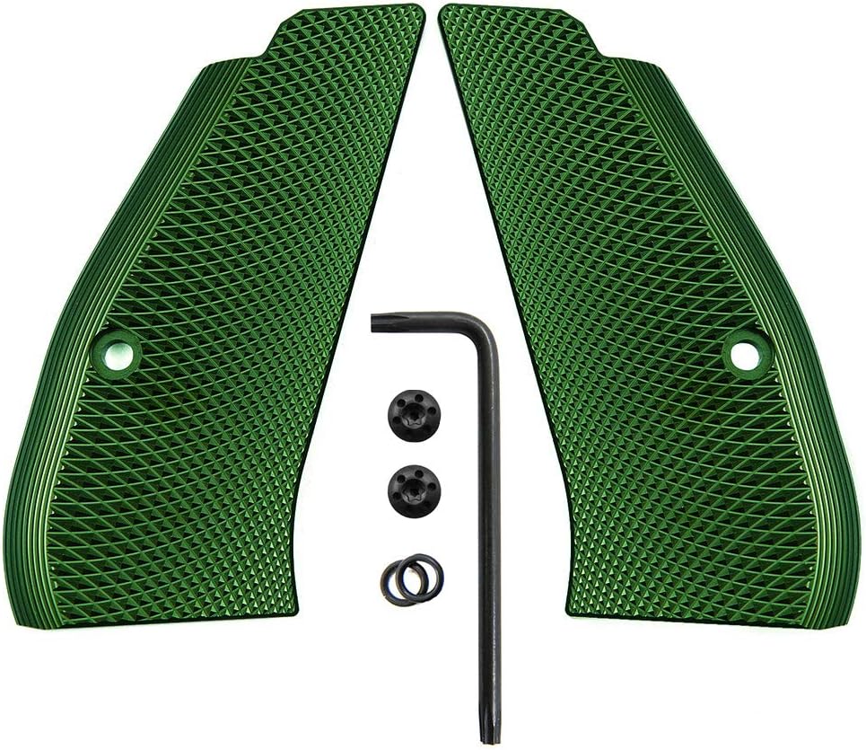 Cool Hand Aluminum Grips for CZ 75/85 Compact, CZ P-01, P100, C100，T100, PCR, CZ 75 D, Canik 55, Black Screws Included, Mild Aggressive Texture, 1/4" Thin