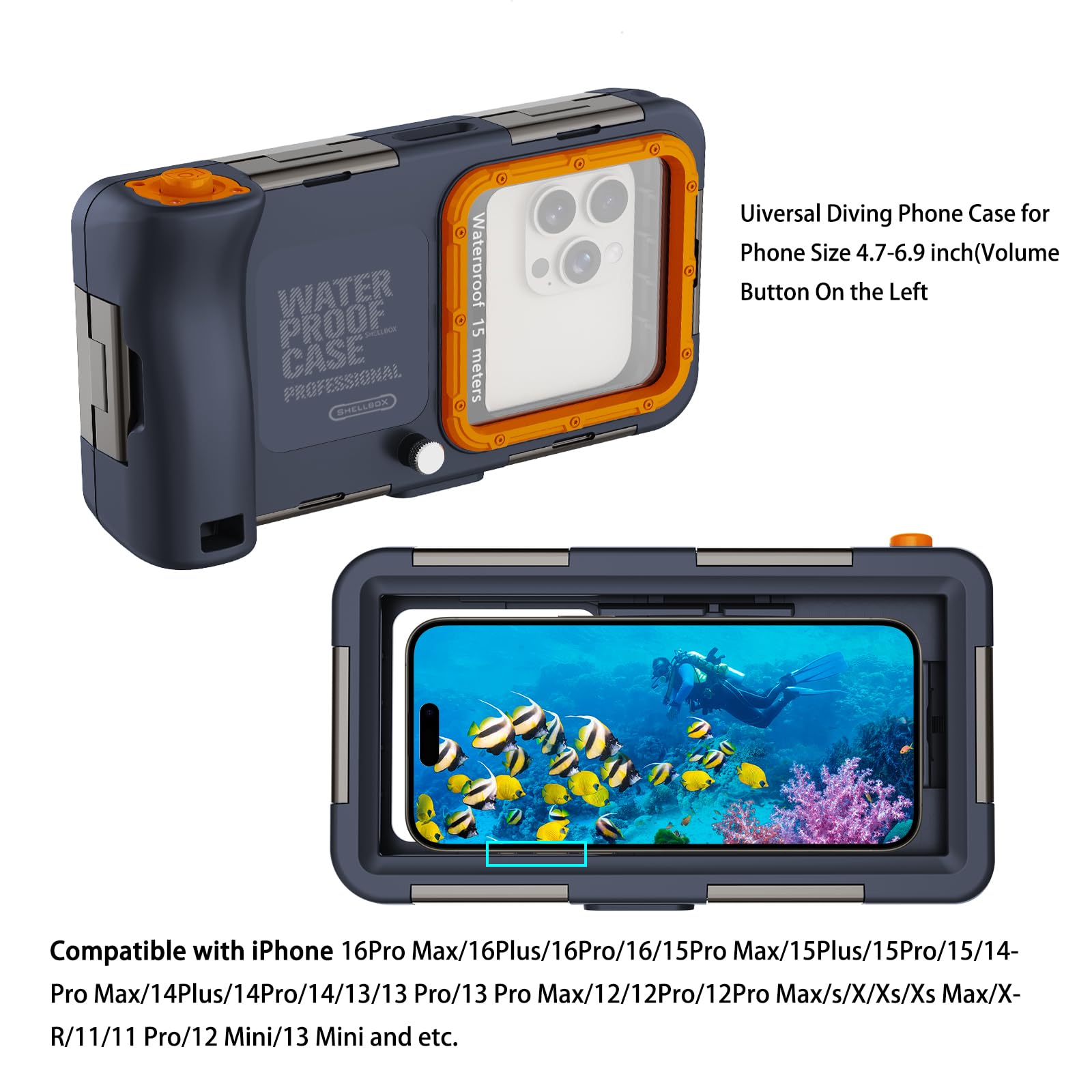 Amazon.co.jp: ShellBox ケース 新しい防水水中ケース iPhone 16/15/14