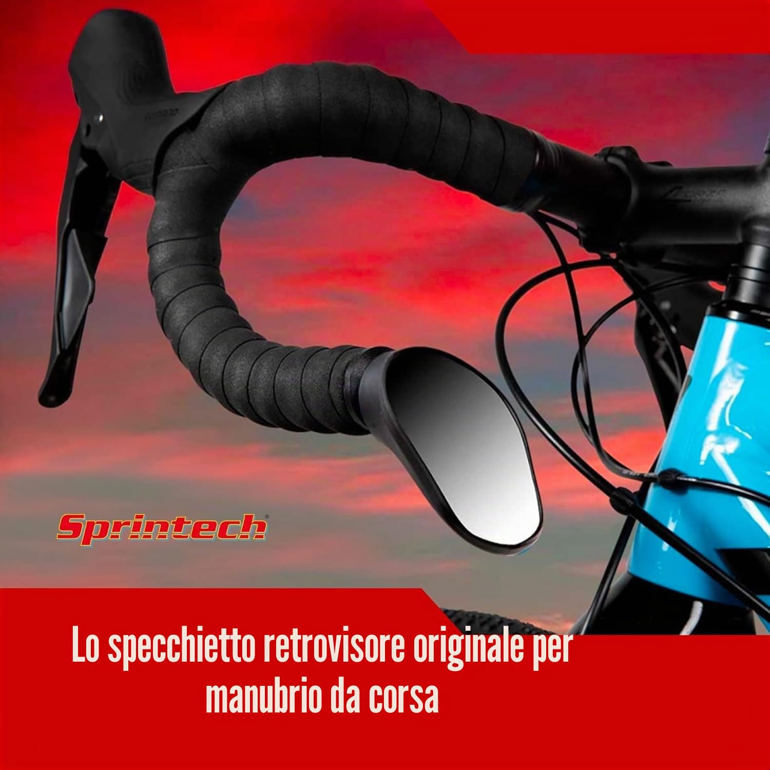 Sprintech, specchietto per Manubrio Curvo, Nero, Coppia
