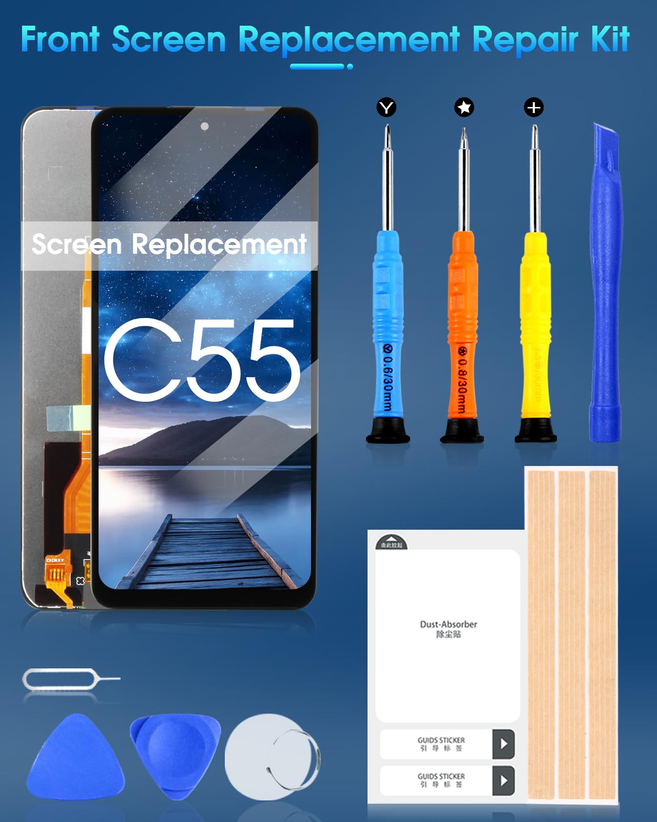 ARSSLY LCD Display per Oppo Realme C55 RMX3710 LCD Schermo per Realme C55 Digitazer Touch Screen Ricambio Assembly con Strumenti, 6,72"