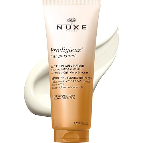 NUXE Prodigieux Beautifying Scented Body Lotion, Satin Finish Moisturizer with Coconut, Argan and Almond Oils, 6.7 Fl Oz