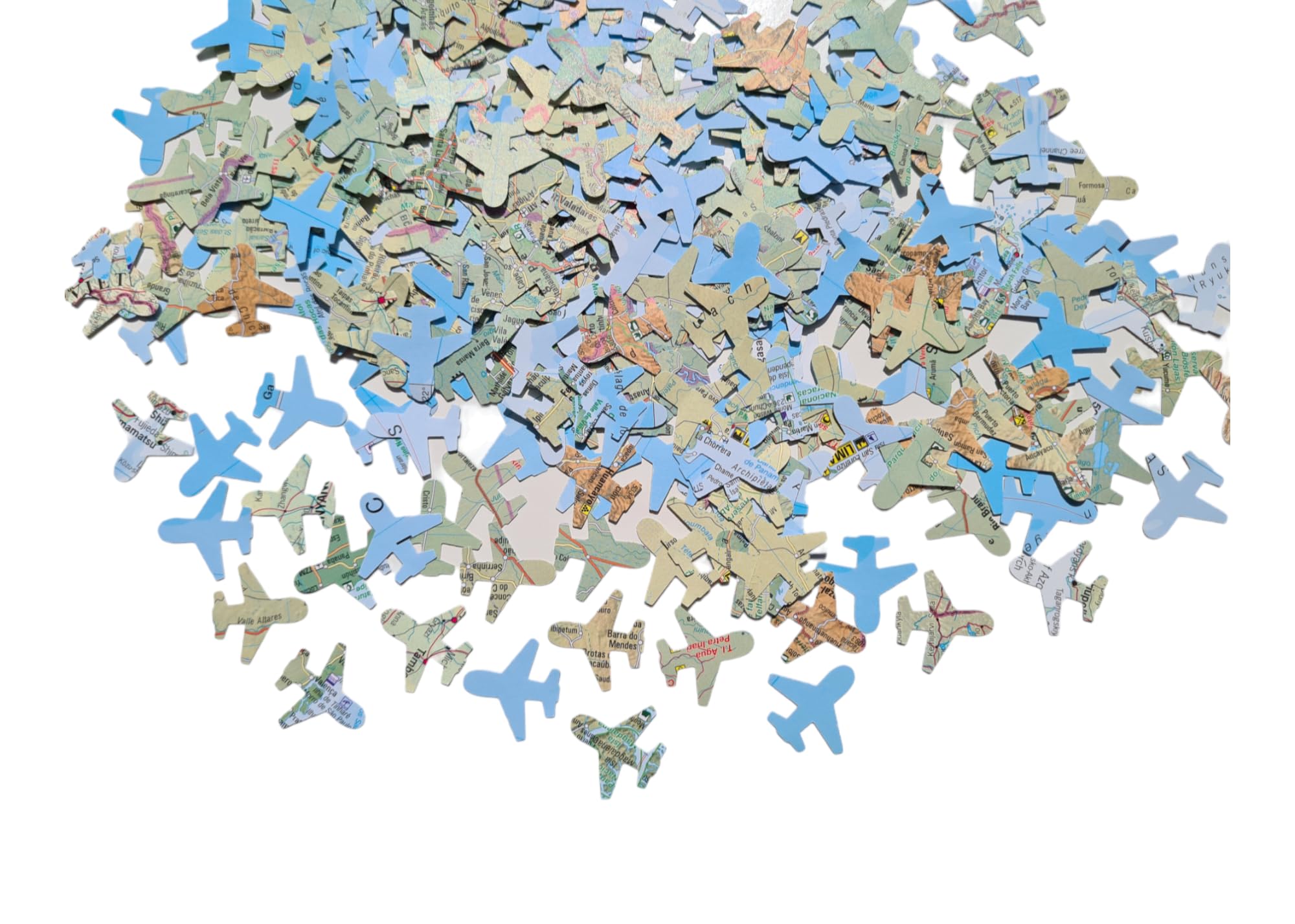 Airplane Shaped Map Confetti Vintage Table Decor Plane Travel Handmade