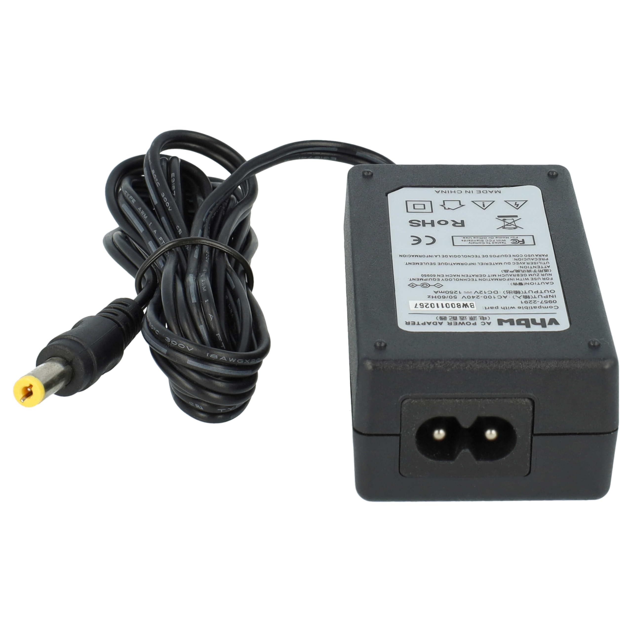 Vhbw Alimentatore 12V 1.25A Per Stampanti HP Scanjet – 4400, 4470, G2410, 3770, 3970 – Cavo 2 Metri