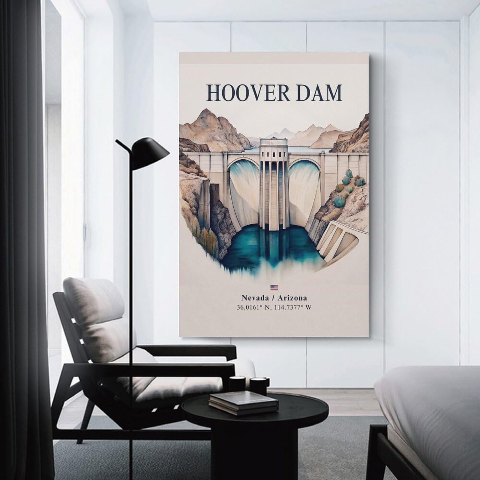 Junmoney Hoover Dam Travel Decorative Canvas Print 12x18inch(30x45cm), for Gallery Wall Layouts in Home Or Office, Home Wall Art for Statement Displays
