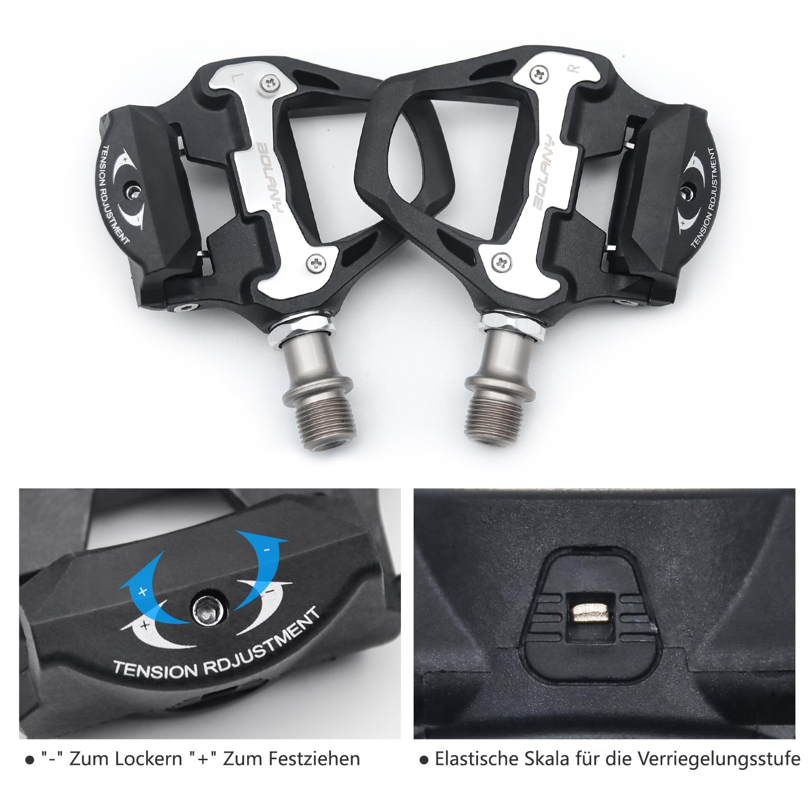 'BOLANY Road Bike Pedals, SPD-SL Pedals Bicycle Clipless Sealed Bearing Nylon Lightweight Pedals Compatible with Shimano SPD-SL Cleats for Outdoor Indoor Cycling (9/16'')'