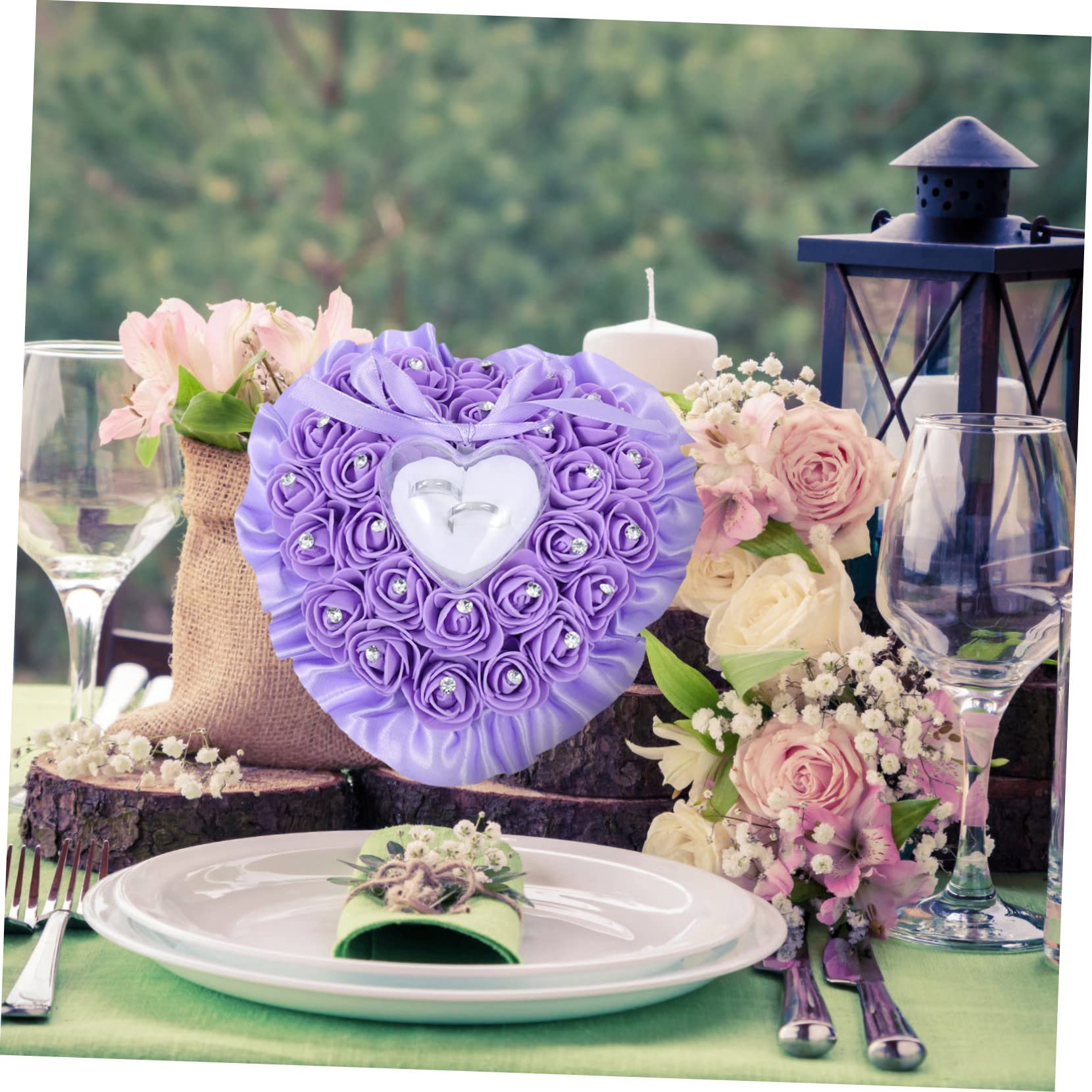Ciieeo 4stücke Hochzeitsringkissen Mit Rosenblüten Eleganter Ringhalter Für Trauringe Romantisches Hochzeitszubehör Für Zeremonien Hochzeiten Und Jubiläen