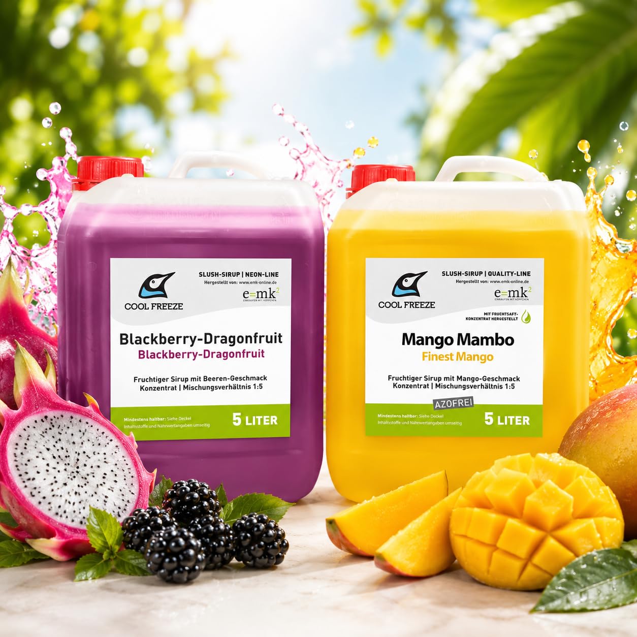 2 er Set Slush Eis Sirup | Drachenfrucht und Mango aus Fruchtsaftkonzentrat | glycerin- und alkoholfrei