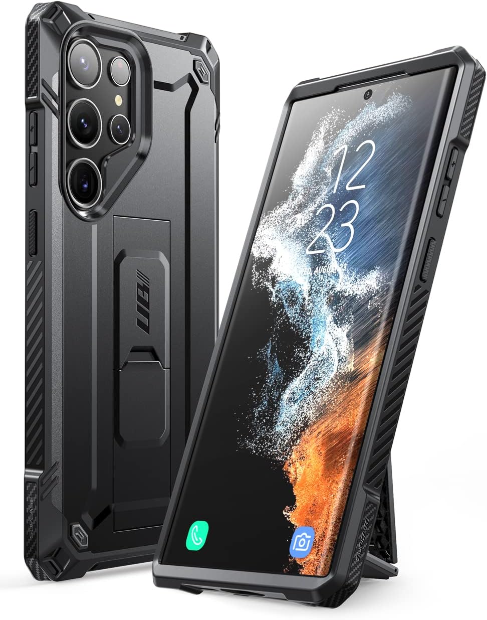 SUPCASE Unicorn Beetle Case for Samsung Galaxy S23 Ultra 5G (2023) / S22 Ultra 5G (2022), with Built-in Kickstand Slim Rugged Shockproof Protective Case Black