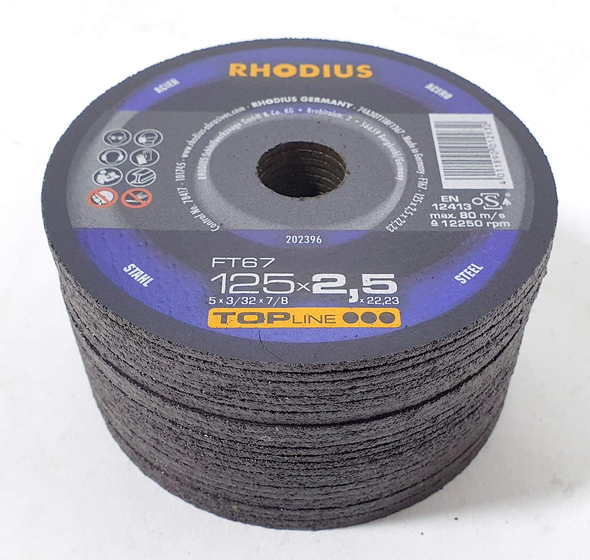 Dischi da taglio Rhodius FT67 125 x 2,5 mm per acciaio 25 pezzi