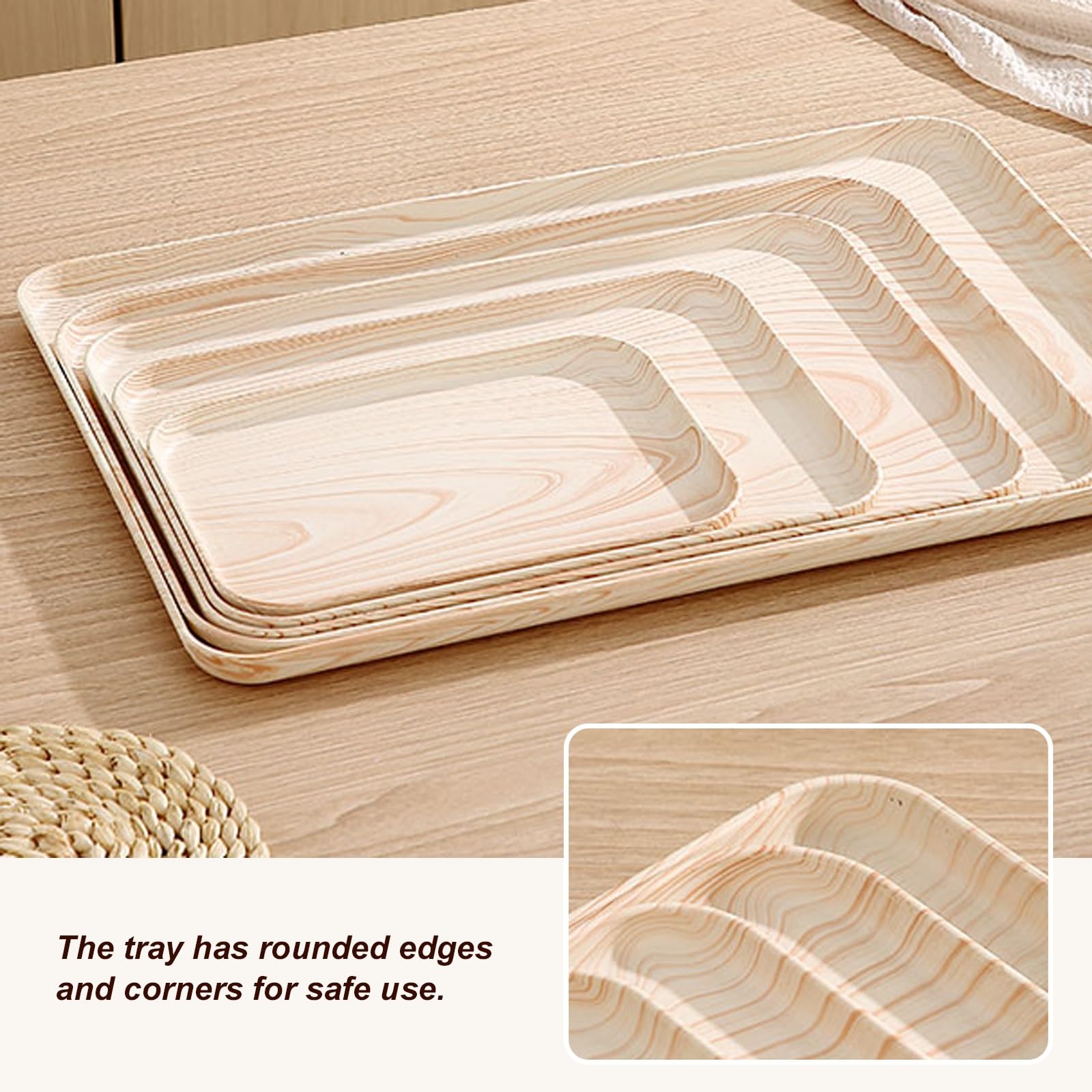 Juego de 5 Bandeja Plasticos, Bandeja Comida, Organización y Almacenamiento del Hogar, Resistentes Al Agua y Duraderas(35x50x1.6CM/14x20x0.6IN)