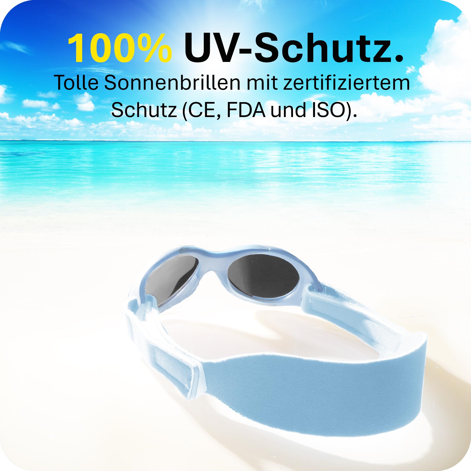 Mausito Baby Sonnenbrille 0-18 Monate verstellbares weiches Band & flexibler Rahmen | Vergleichssieger Sonnenbrille Baby 100% UV-Schutz & Schadstofffrei | Europäisches Design, sicherer Halt & robust