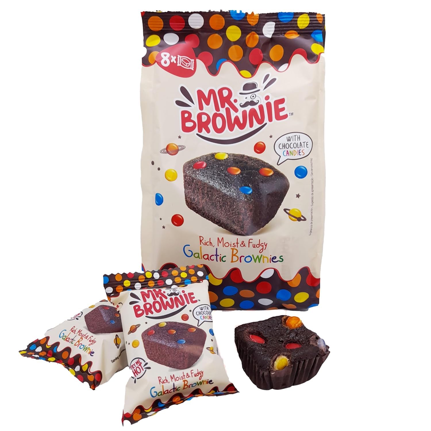 Mr. Brownie Probierpaket 3 x 200g | Galactic | Lemon | Chocolate + Gratis Topcandy Snack Schale | 8 Brownie Je Packung | Köstliches Feingebäck | Vorteilspack | Süßer Snack Zum Teilen