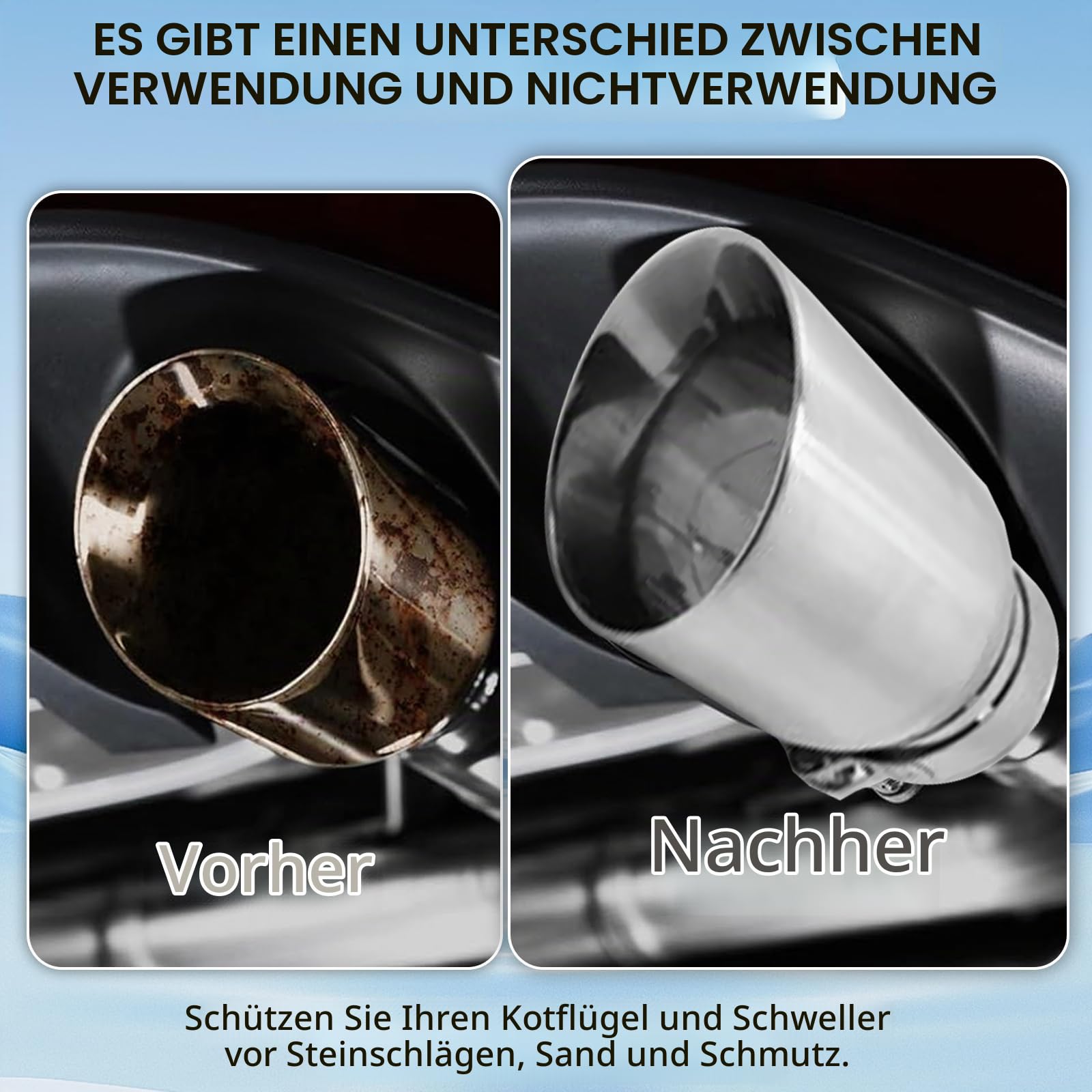 Auspuffspitzen, 170 mm Edelstahl Auto Auspuff mit Doppelwandigen Polierten Design Auslass Auspuffspitze mit 102 mm Luftauslass Schrägschnitt Schalldämpfer Spitze für 63 mm Endrohre (Silber, 2 Stück)
