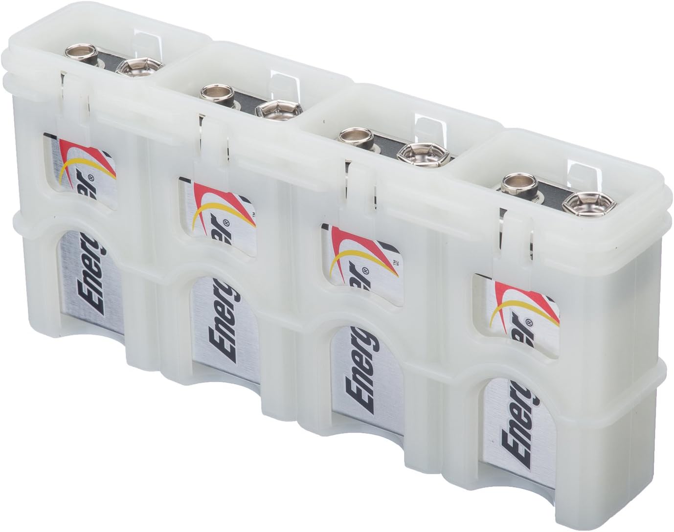 Storacell SL9VMS by Powerpax SlimLine 9V Battery Caddy, Glow-in-the-Dark Moonshine, Holds 4 Batteries