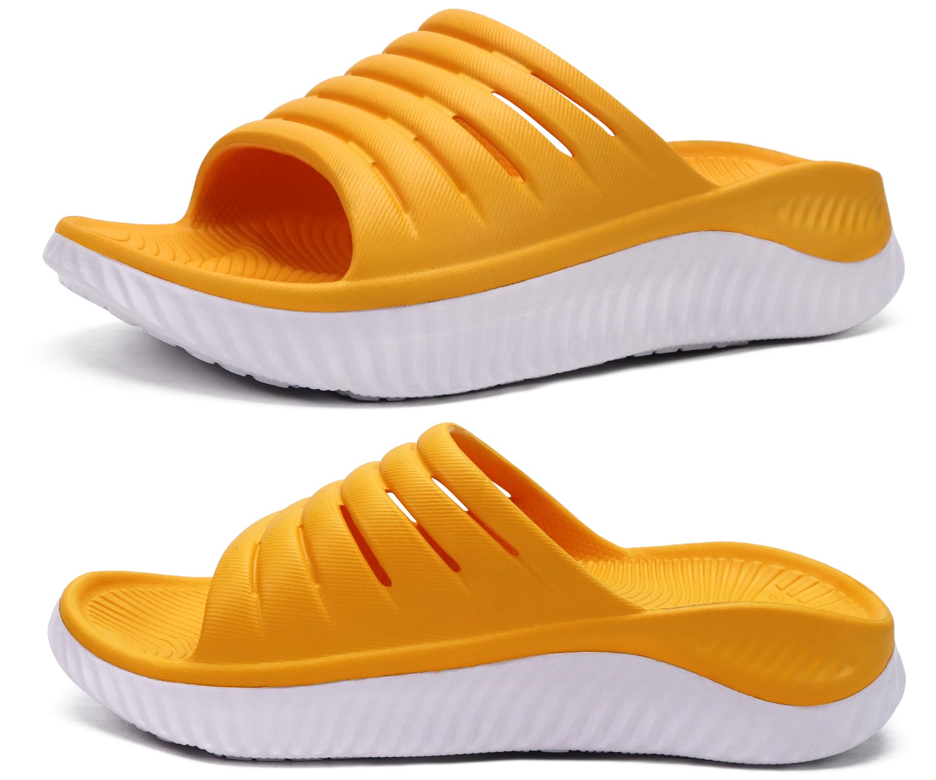 KuaiLu Womens Recovery Sandals With Comfortable Plantar Fasciitis Support,Ladies Orthotic Open Toe Sport Slides Thick Cushion Reduces Stress on Feet,Joints & Back Post-Exercise