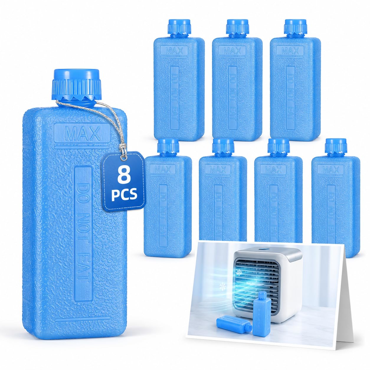 PartyKindom 8pcs Mini Ice Packs for Air Conditioner Cooler Blocks Reusable Freezer Blocks for Lunch Boxes Cooler Bags Portable Ice Storage for Home Travel Outdoor Use