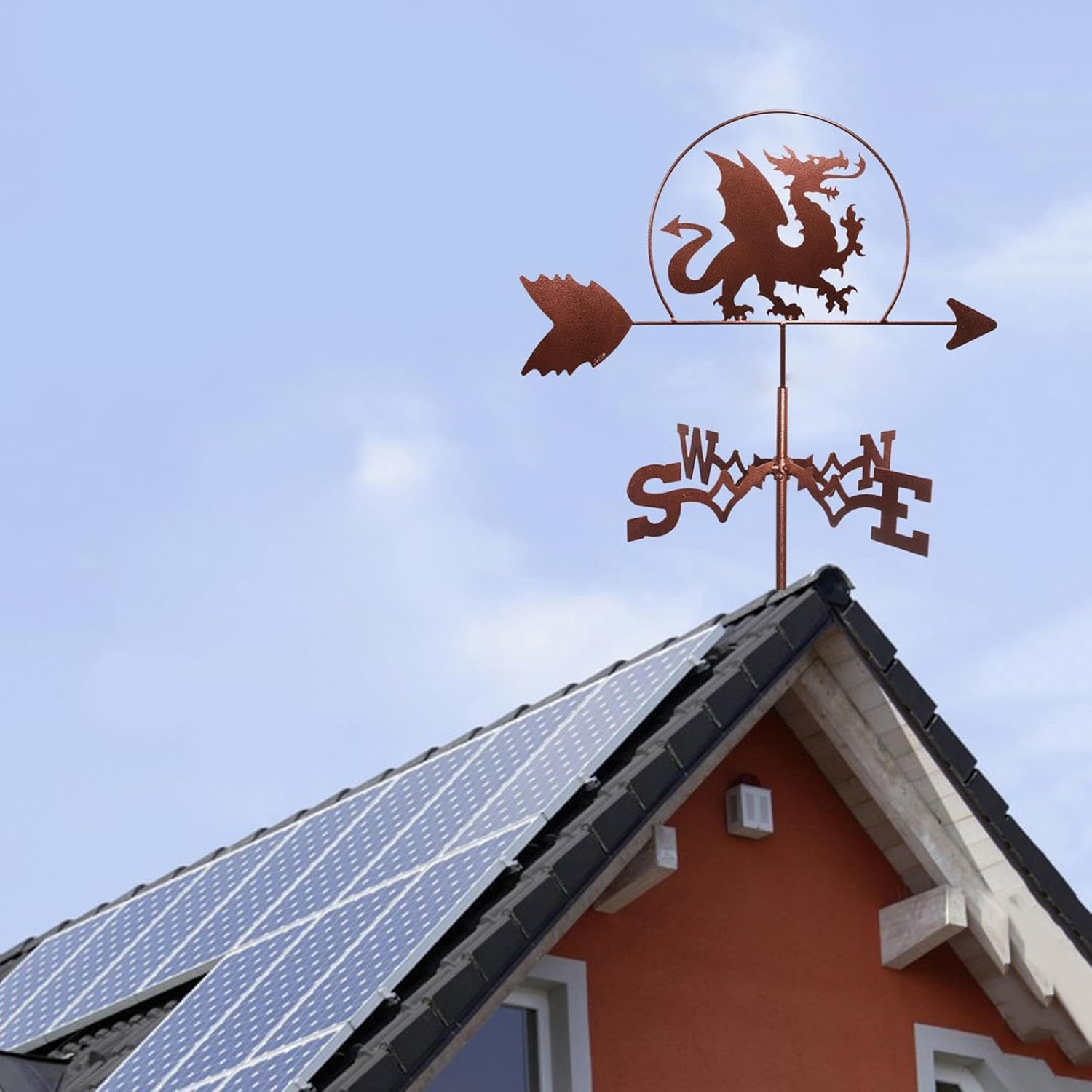 Retro Iron Dragon Weathervane 31inch, UV- Garden Stake, Outdoor Wind Decoration for House, Barn, Pavilion, Durable Metal Weather Vane