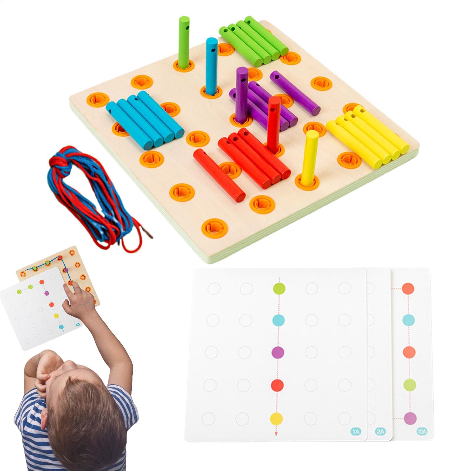 Éveil sensoriel sans écrans avec la planche de laçage bois fine motor - 8