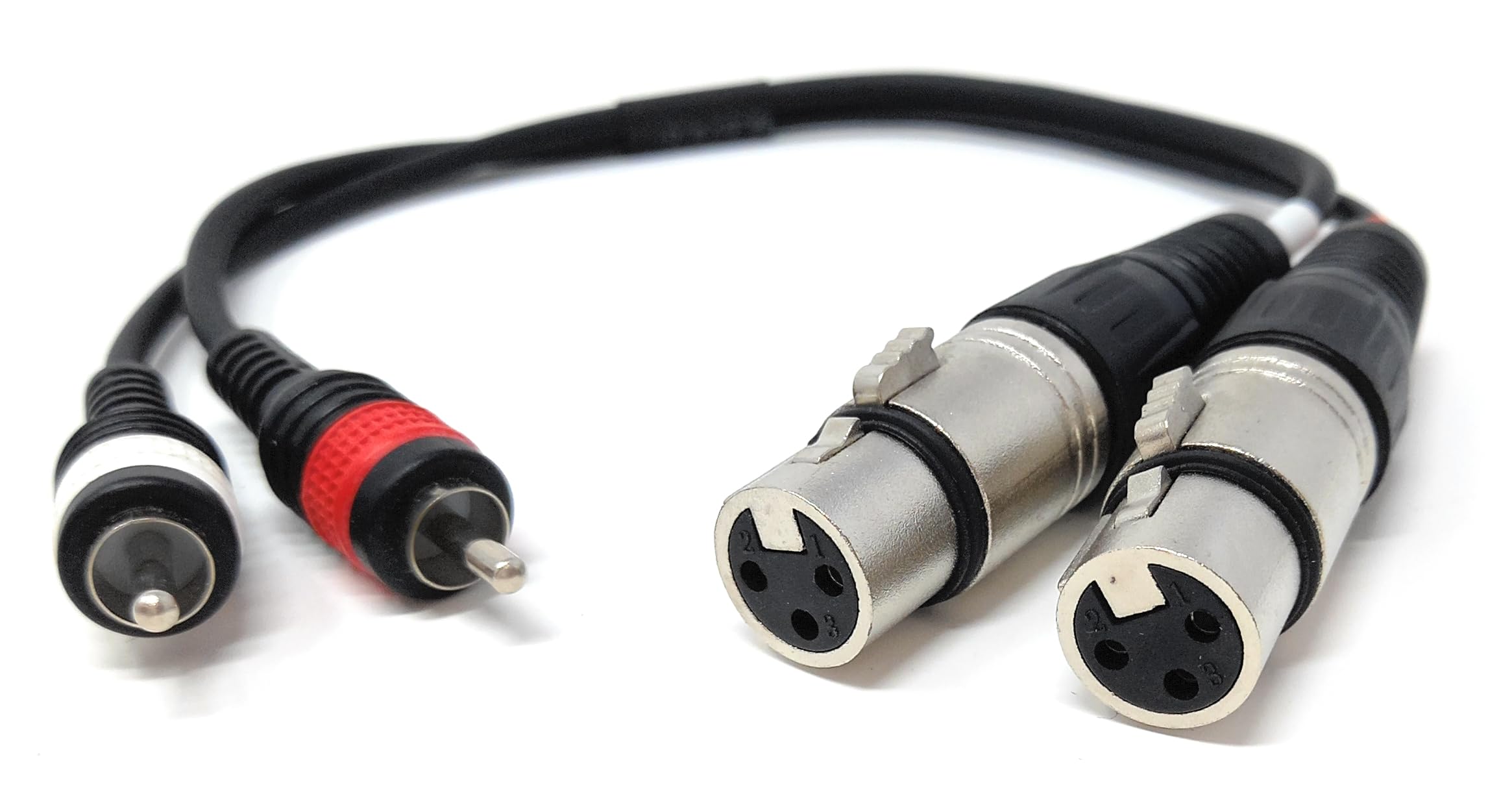 DRUT 30cm Twin 2 x XLR Female Sockets to 2 x RCA Phono Male Plugs Shielded Stereo Audio Cable Compatible with Mixers, Amplifiers, Music Instruments 1ft - Image 4