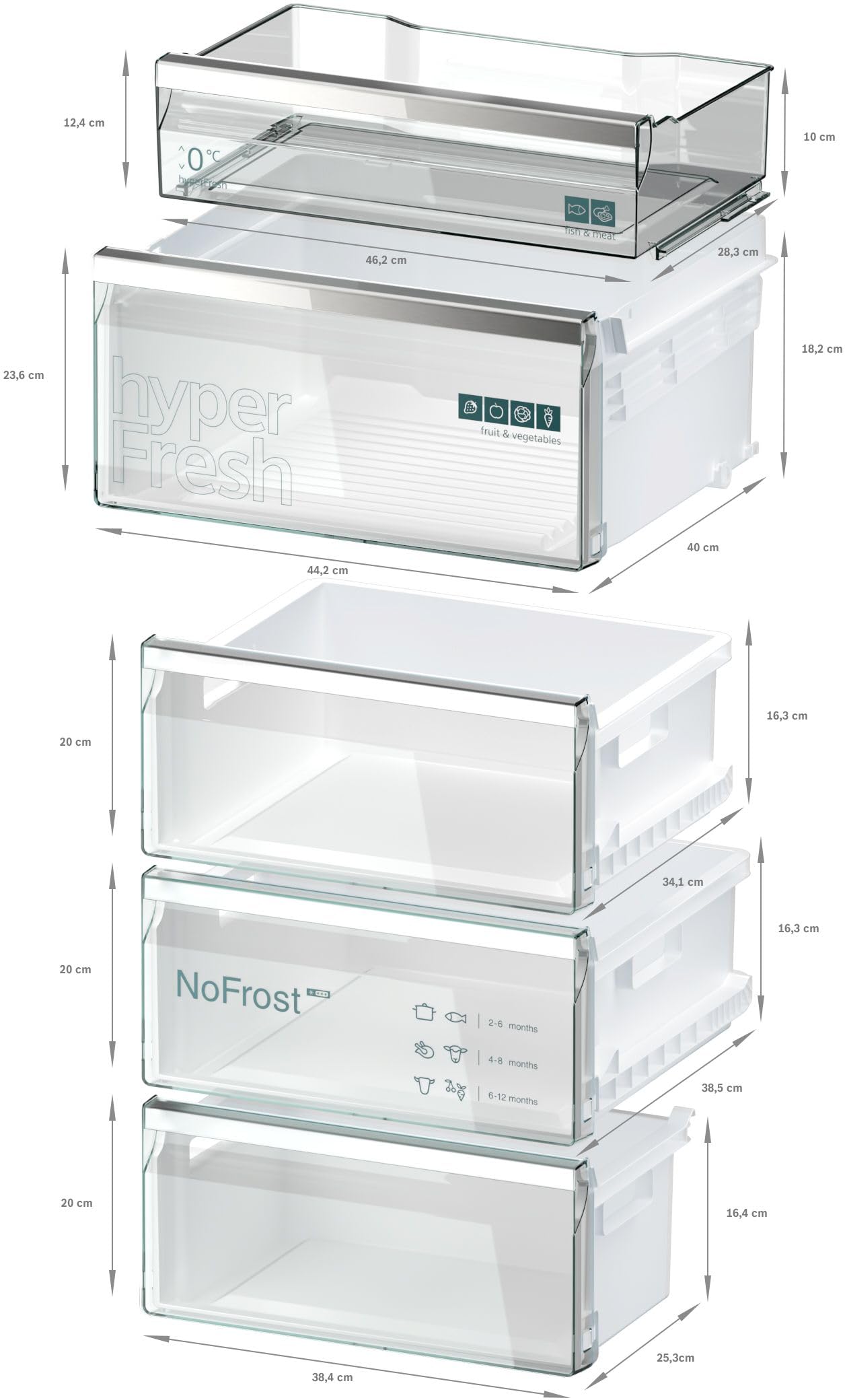 Siemens iQ500 Freistehende Kühl-Gefrier-Kombination 203x60cm, KG39NAXAG, 260L Kühlen & 103L Gefrieren, Total noFrost, Nahtlose Platzierung, hyperFresh 0°C Schublade, antiFingerprint Schwarzer Stahl
