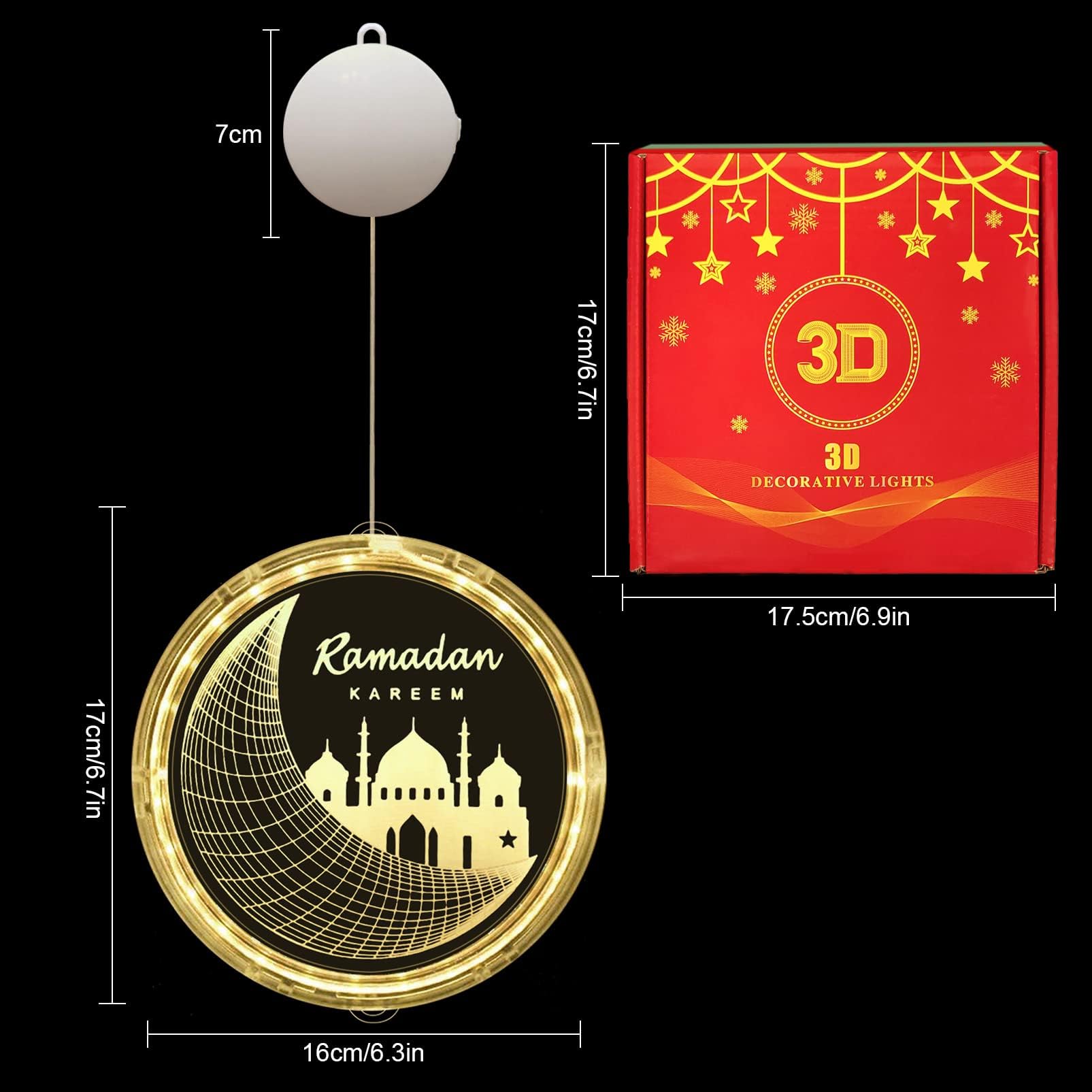 Luci Decorative Per Ramadan A Forma Di Lanterna – 5.4ft, 10 LED, A Batteria, Per Interni/Esterni - 2