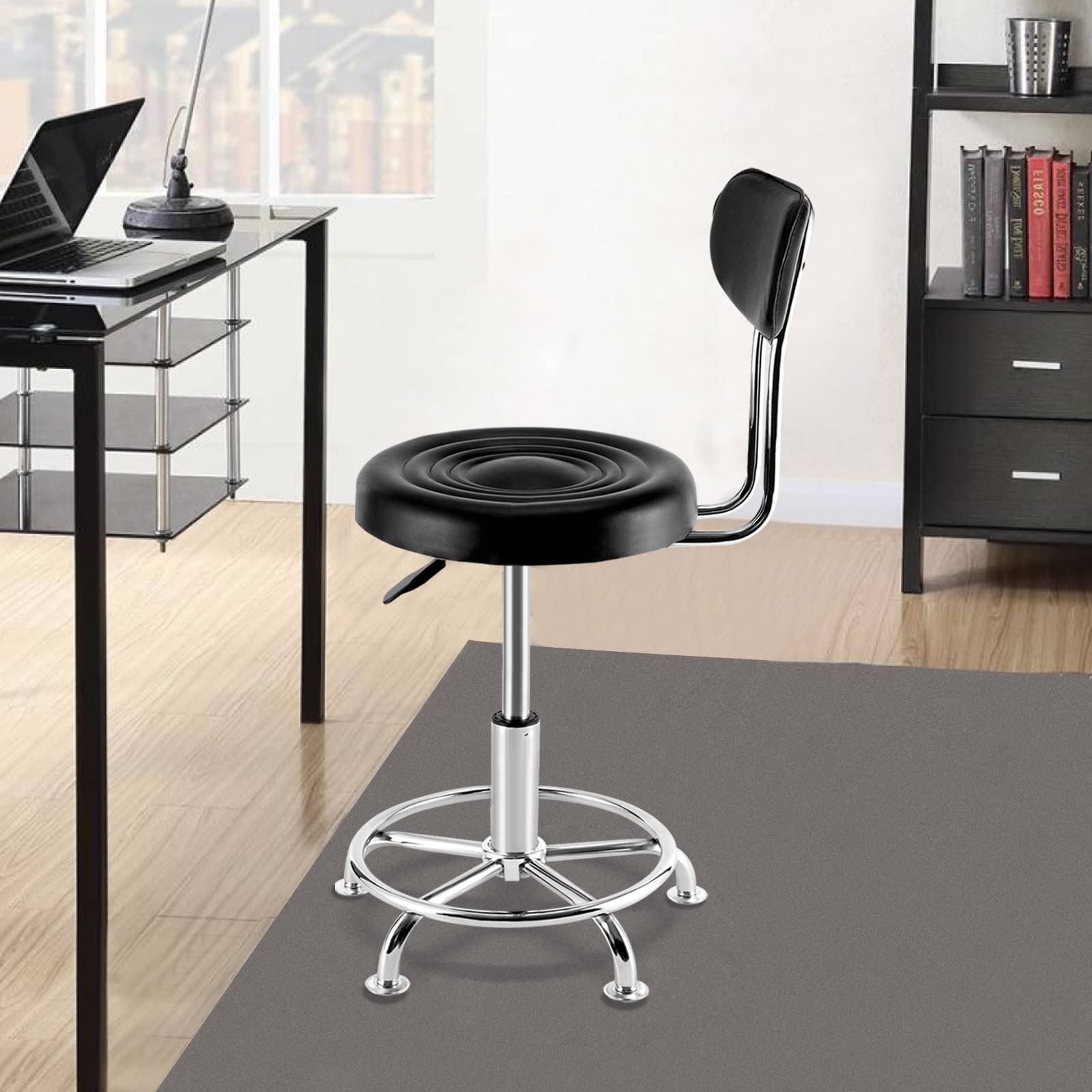 Swivel Stool, Salon Chair with Backrest, Height Adjustable, 330 lbs Capacity, 360° Swivel Chair for Office, Studio, Kitchen, Tattoo